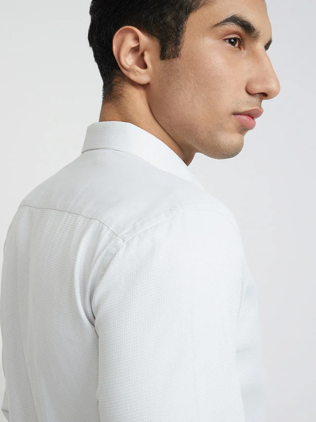 Park Avenue Grey Structure Slim Fit Cotton Blend Formal Shirt - Image 7