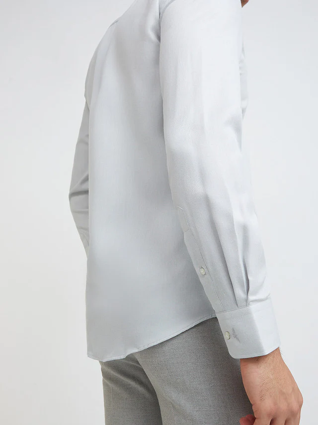 Park Avenue Grey Structure Slim Fit Cotton Blend Formal Shirt - Image 7