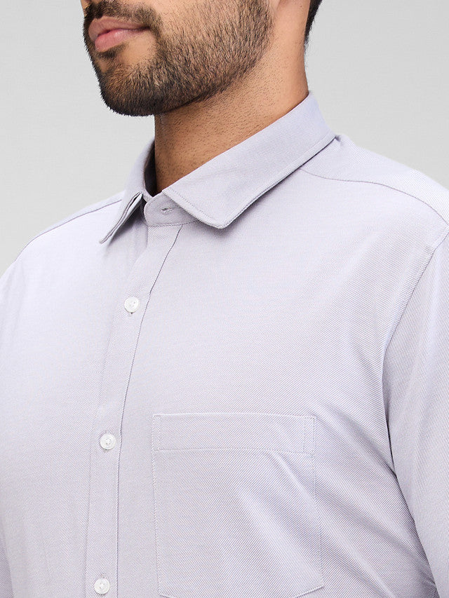 Park Avenue Grey Structure Slim Fit Cotton Formal Shirt - Image 6