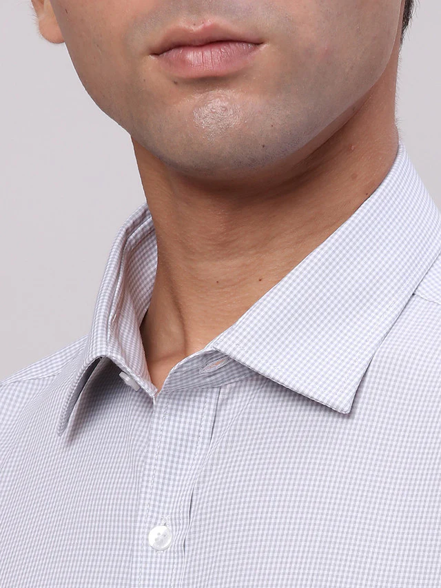 Park Avenue Grey Structure Slim Fit Cotton Formal Shirt - Image 6