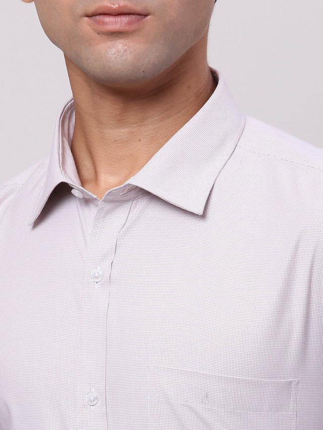 Park Avenue Grey Structure Slim Fit Full Sleeve Cotton Blend Shirt - Image 6