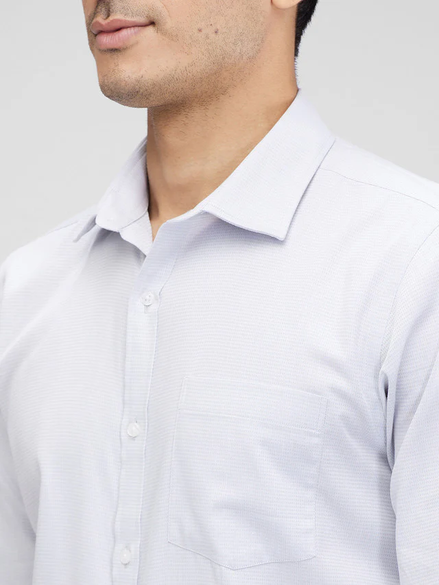 Park Avenue Grey Structure Slim Fit Full Sleeve Cotton Shirt - Image 6