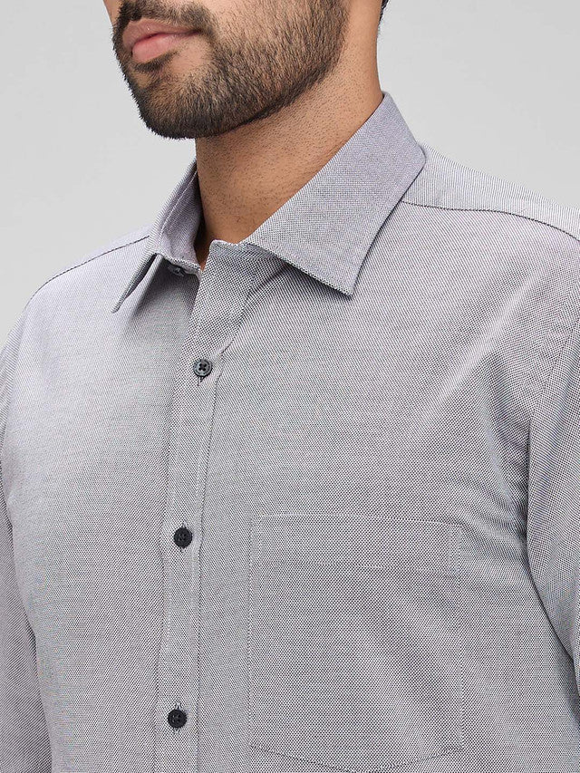 Park Avenue Grey Structure Slim Fit Full Sleeve Cotton Shirt - Image 6