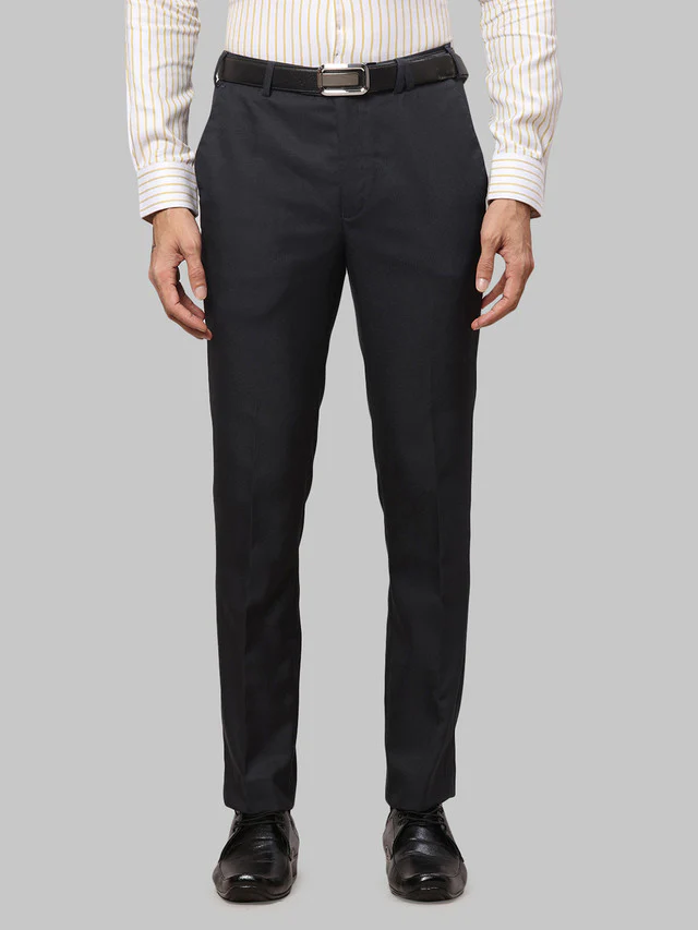 Park Avenue Grey Structure Super Slim Fit Polyester Blend Trouser