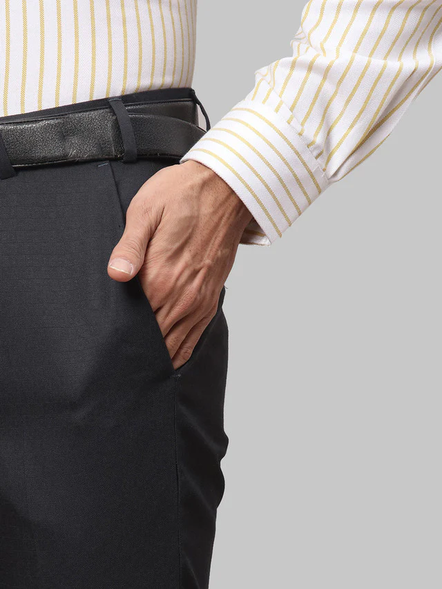Park Avenue Grey Structure Super Slim Fit Polyester Blend Trouser - Image 6