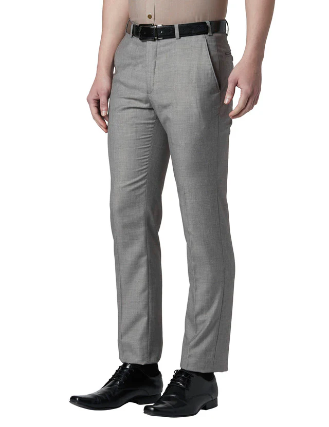 Park Avenue Grey Structure Super Slim Fit Terry Blend Trouser - Image 3