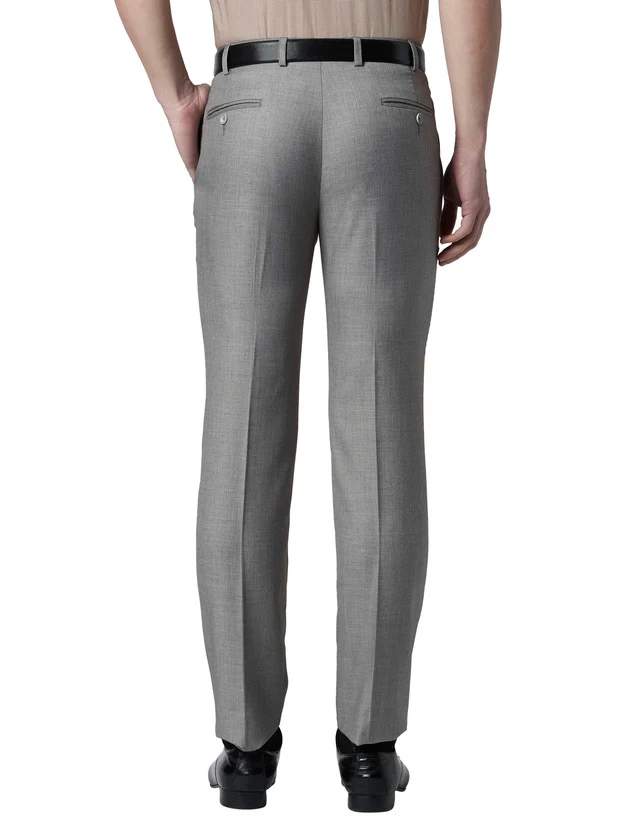 Park Avenue Grey Structure Super Slim Fit Terry Blend Trouser - Image 4