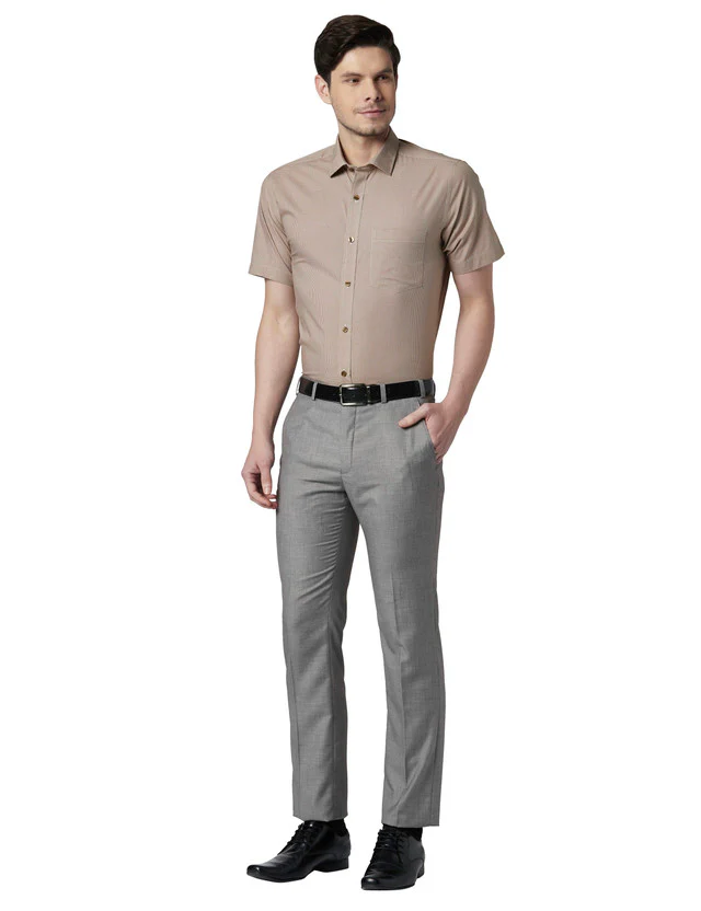 Park Avenue Grey Structure Super Slim Fit Terry Blend Trouser - Image 5