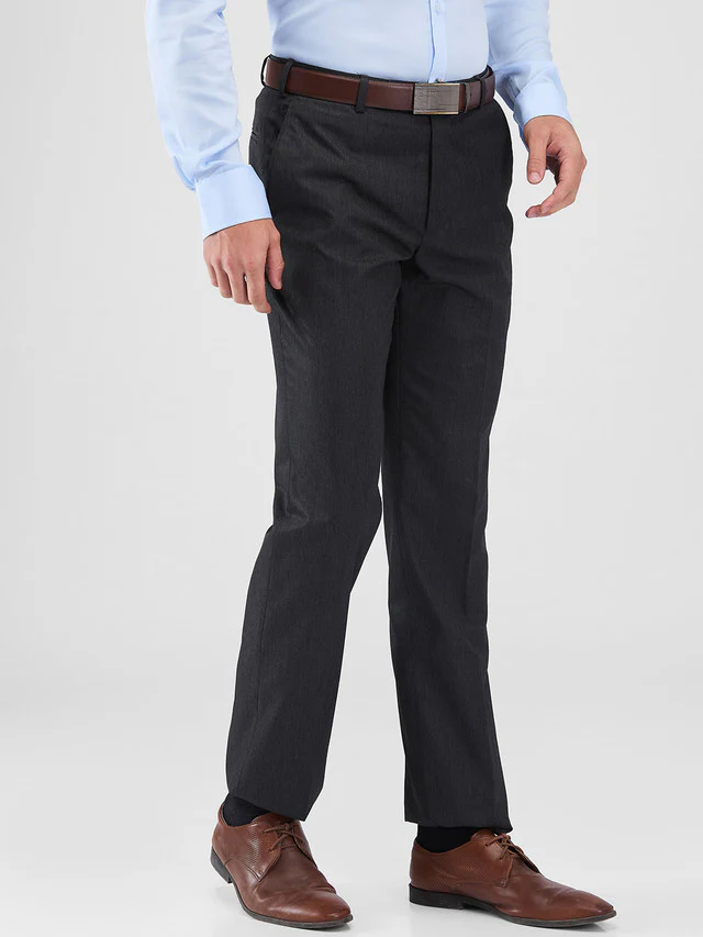 Park Avenue Grey Twill Regular Fit Polyester Blend Trouser - Image 2