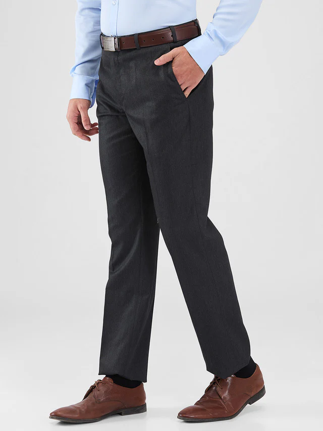 Park Avenue Grey Twill Regular Fit Polyester Blend Trouser - Image 3