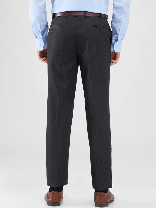 Park Avenue Grey Twill Regular Fit Polyester Blend Trouser - Image 5