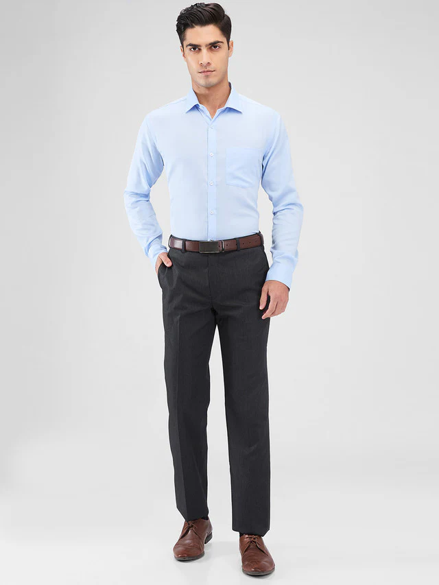 Park Avenue Grey Twill Regular Fit Polyester Blend Trouser - Image 6