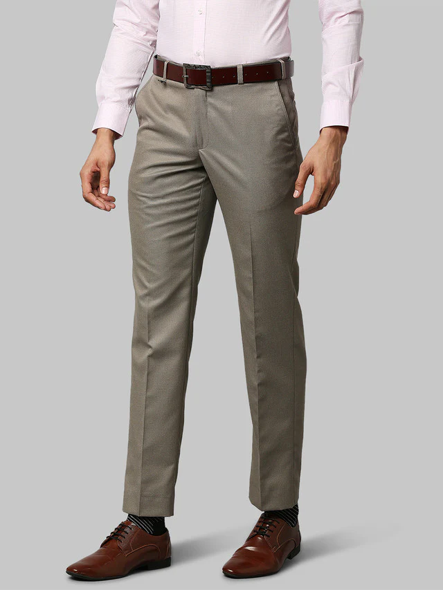 Park Avenue Khaki Structure Smart Fit Polyester Blend Trouser - Image 3