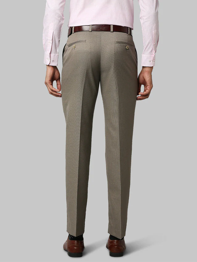 Park Avenue Khaki Structure Smart Fit Polyester Blend Trouser - Image 4