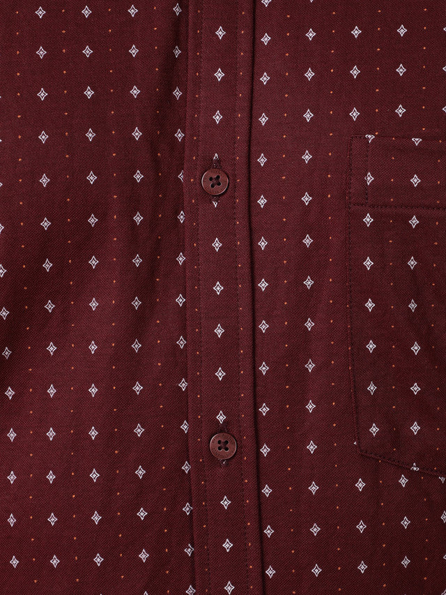 Park Avenue Maroon Printed Slim Fit Cotton Blend Formal Shirt - Image 7