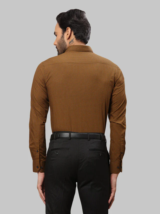 Park Avenue Maroon Printed Slim Fit Cotton Formal Shirt - Image 4