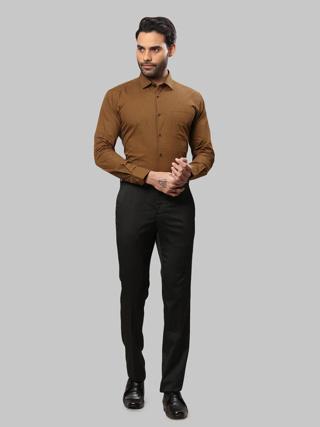Park Avenue Maroon Printed Slim Fit Cotton Formal Shirt - Image 5