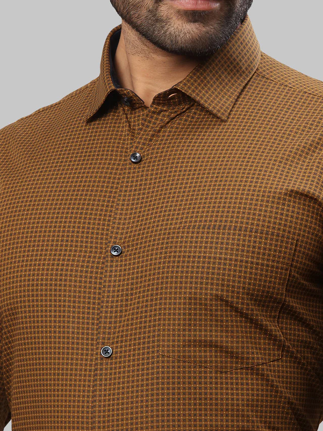 Park Avenue Maroon Printed Slim Fit Cotton Formal Shirt - Image 6
