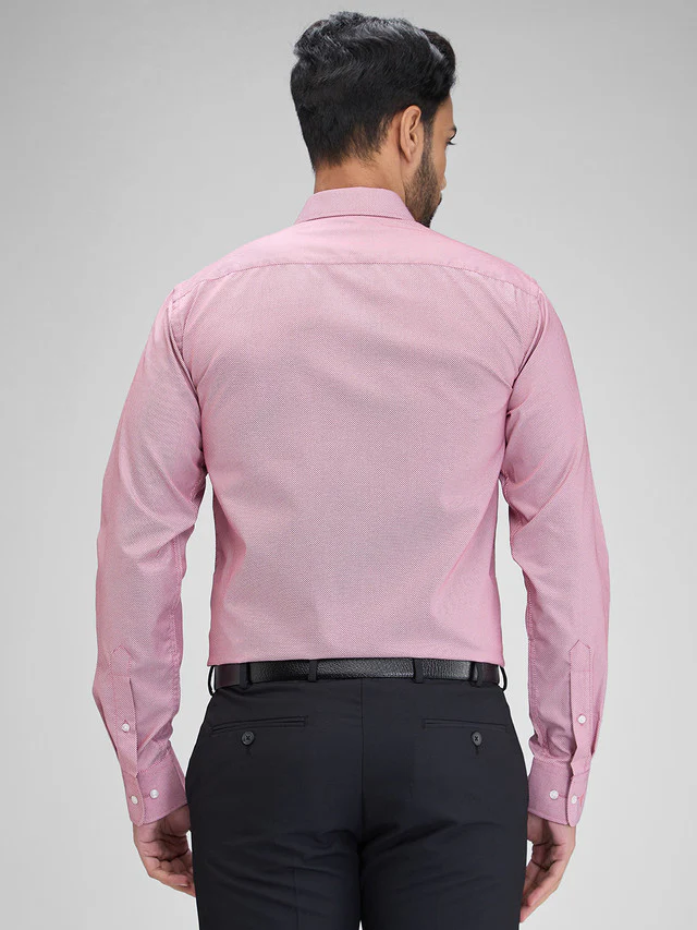 Park Avenue Men Maroon Slim Fit Structure Formal Shirt - Image 5