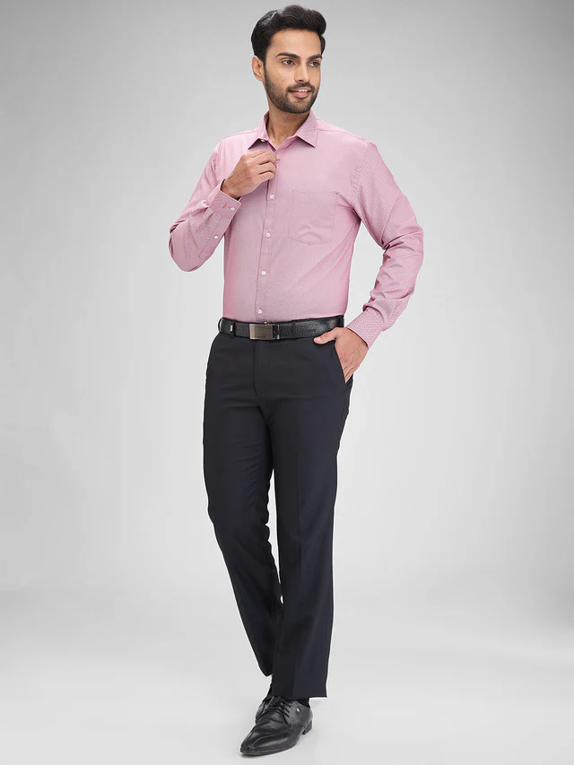 Park Avenue Men Maroon Slim Fit Structure Formal Shirt - Image 6