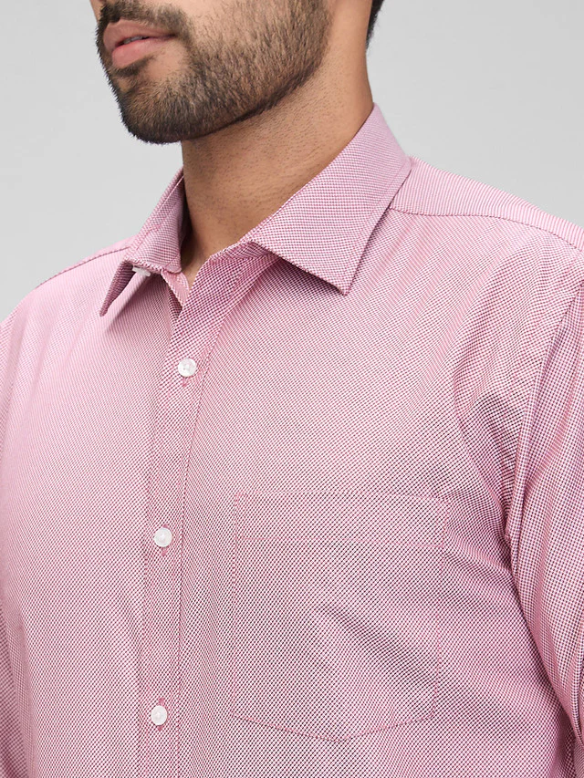 Park Avenue Men Maroon Slim Fit Structure Formal Shirt - Image 7