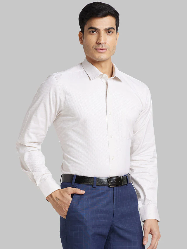 Park Avenue Men Brown Self Design Regular Fit Cotton Formal Shirt - Image 2