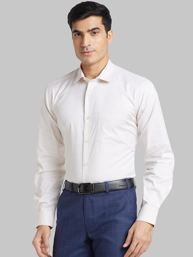 Park Avenue Men Brown Self Design Regular Fit Cotton Formal Shirt - Image 3