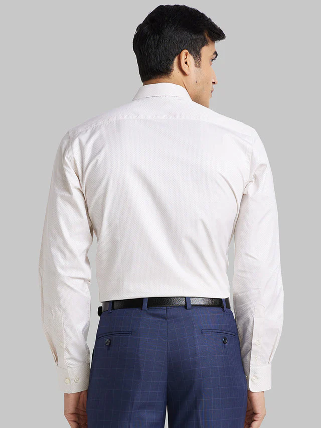 Park Avenue Men Brown Self Design Regular Fit Cotton Formal Shirt - Image 4