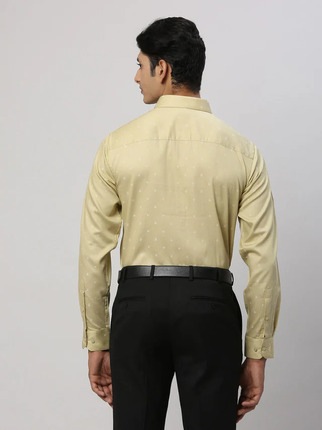 Park Avenue Men Brown Self Design Slim Fit Cotton Formal Shirt - Image 4
