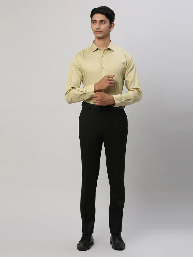 Park Avenue Men Brown Self Design Slim Fit Cotton Formal Shirt - Image 5