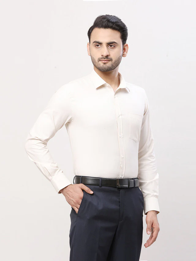 Park Avenue Men Brown Self Design Slim Fit Polyester Blend Formal Shirt - Image 2