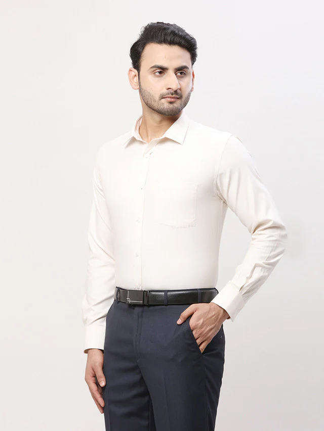 Park Avenue Men Brown Self Design Slim Fit Polyester Blend Formal Shirt - Image 3