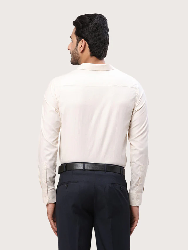 Park Avenue Men Brown Self Design Slim Fit Polyester Blend Formal Shirt - Image 4