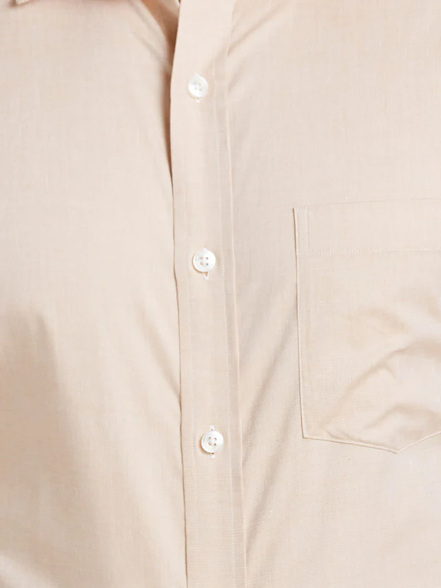 Park Avenue Men Beige Solid Regular Fit Full Sleeve Semi Cut Away Collar Shirt - Image 7