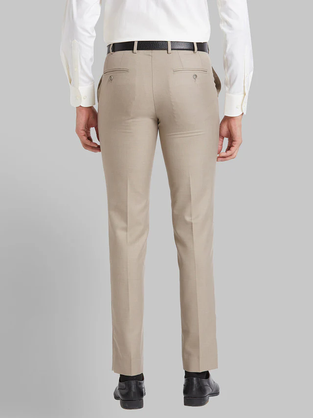Park Avenue Men Beige Solid Super Slim Fit Trouser - Image 4