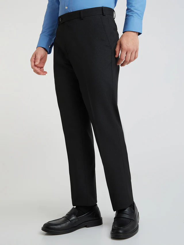 Park Avenue Men Black Checkered Regular Fit Trouser - Image 3