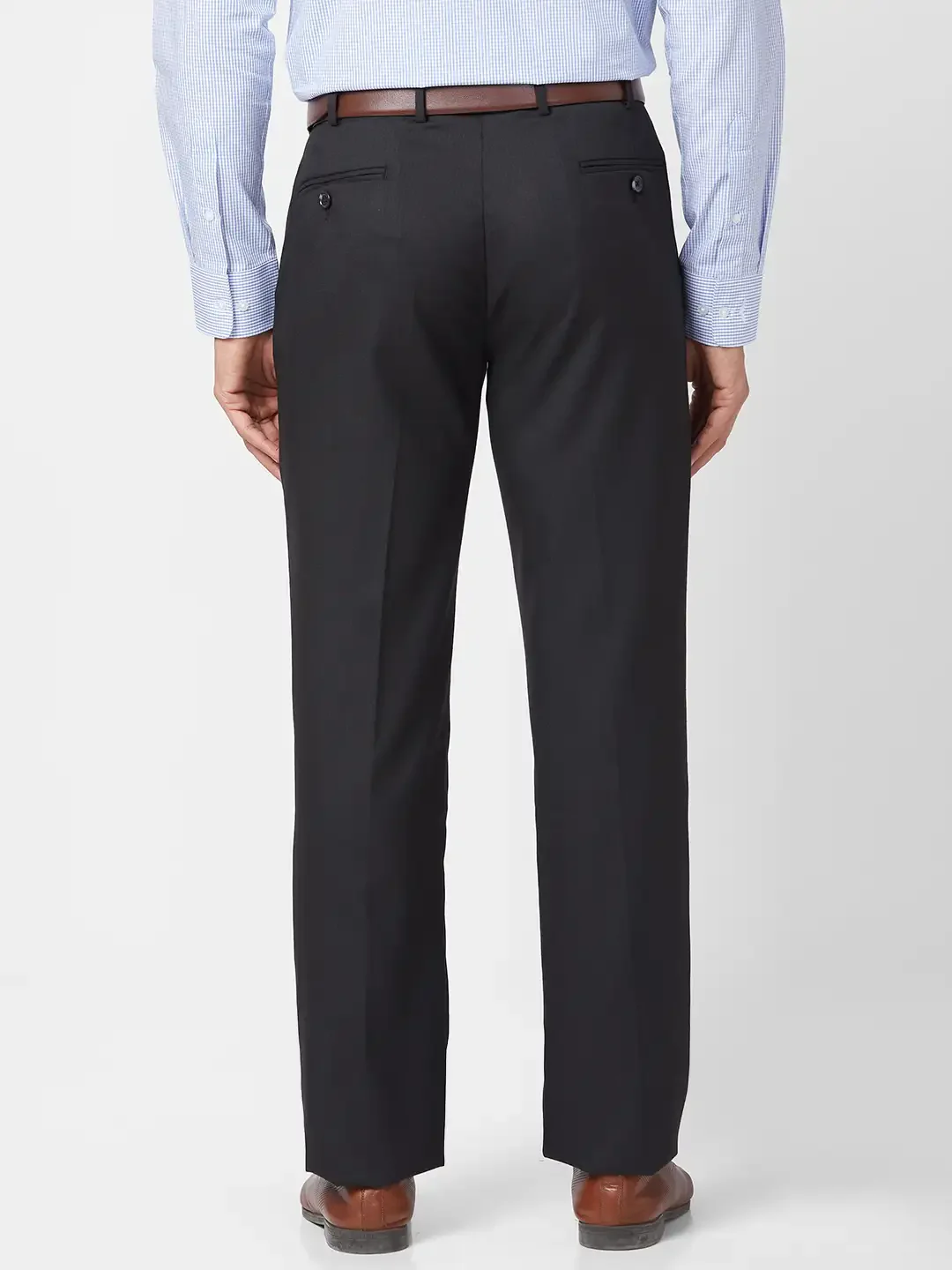 Park Avenue Men Black Checks Regular Fit Polyester Blend Trouser - Image 4