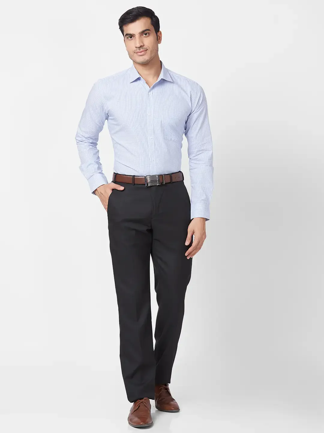Park Avenue Men Black Checks Regular Fit Polyester Blend Trouser - Image 5