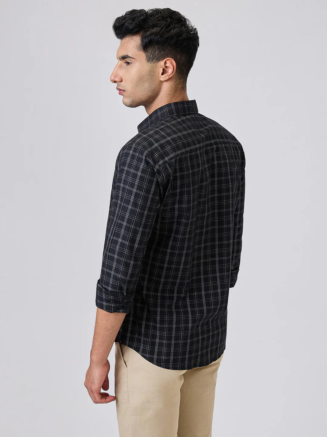 Park Avenue Men Black Checks Slim Fit Cotton Blend Shirt - Image 4