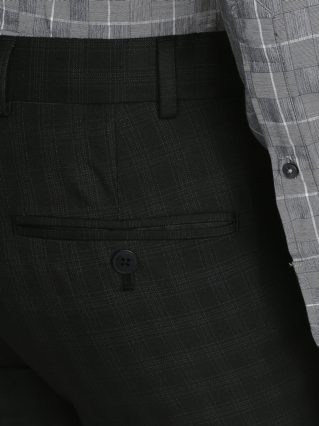 Park Avenue Men Black Checks Slim Fit Polyester Blend Trouser - Image 6