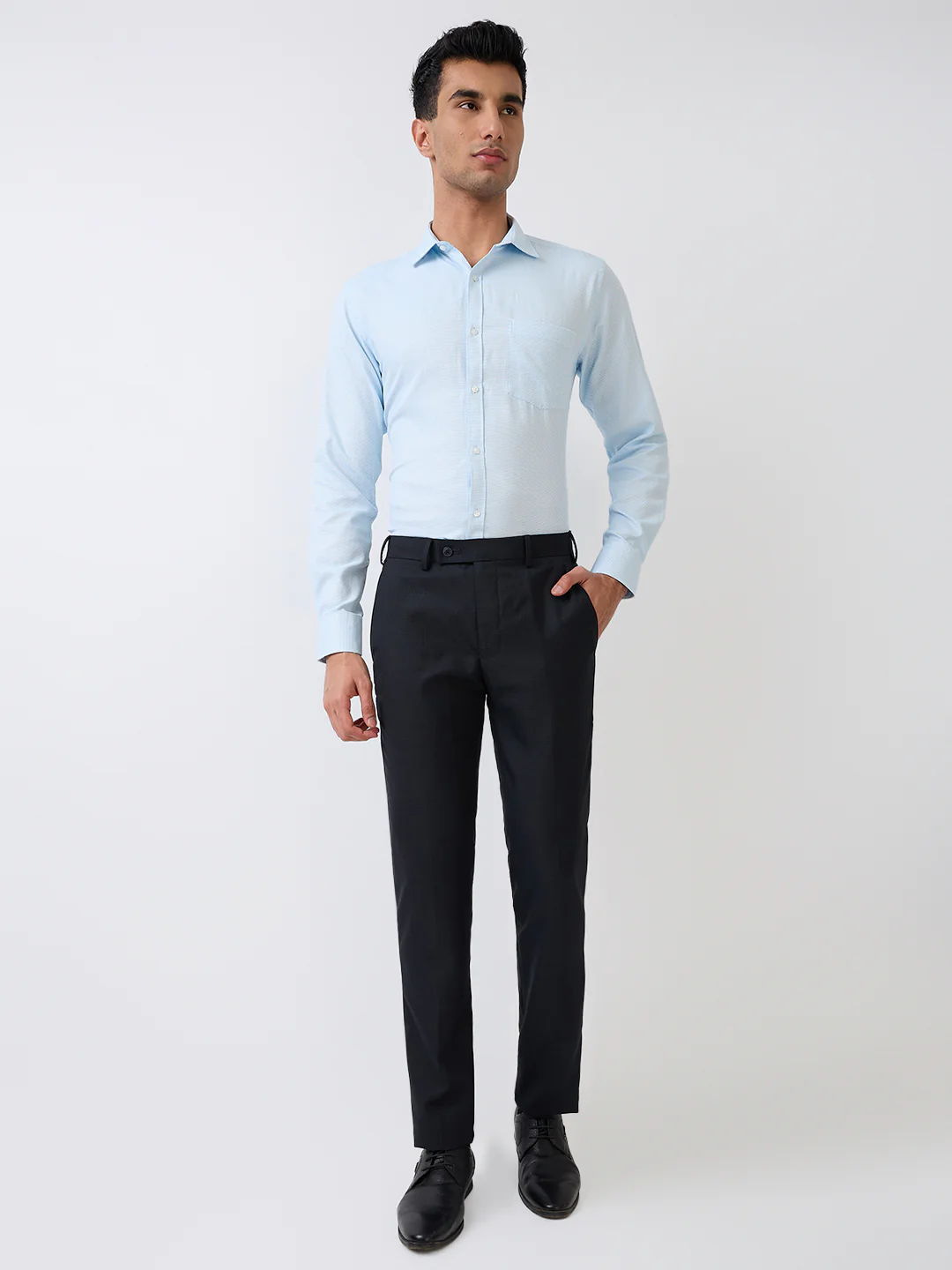 Park Avenue Men Black Checks Slim Fit Wool Blend Trouser - Image 5