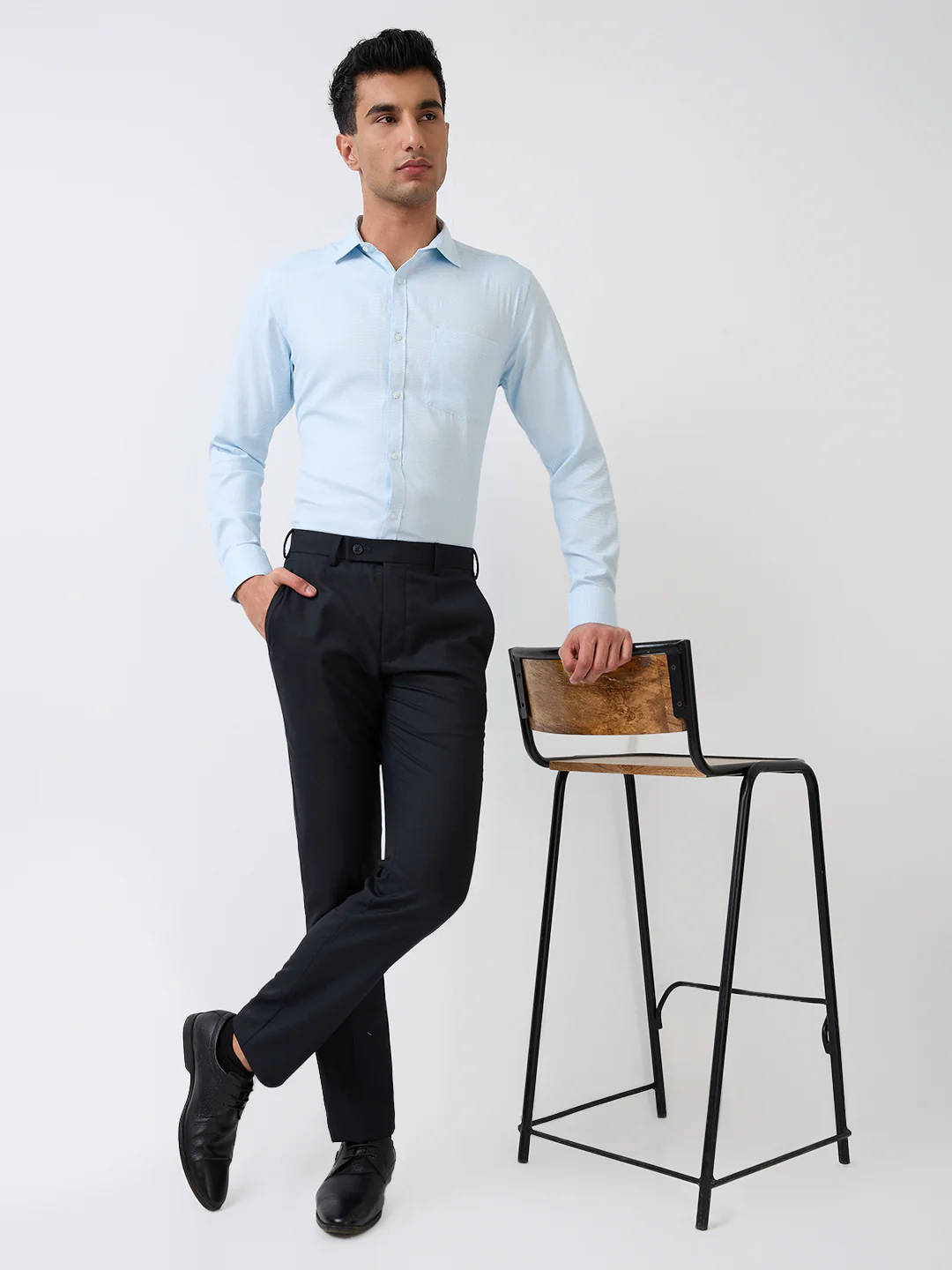 Park Avenue Men Black Checks Slim Fit Wool Blend Trouser - Image 6