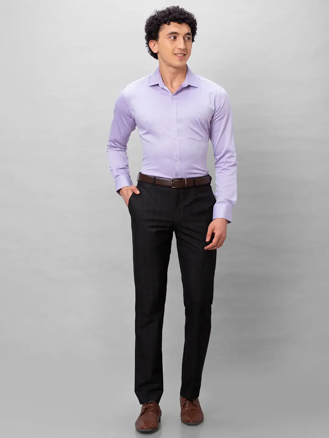 Park Avenue Men Black Checks Smart Fit Polyester Blend Trousers - Image 5