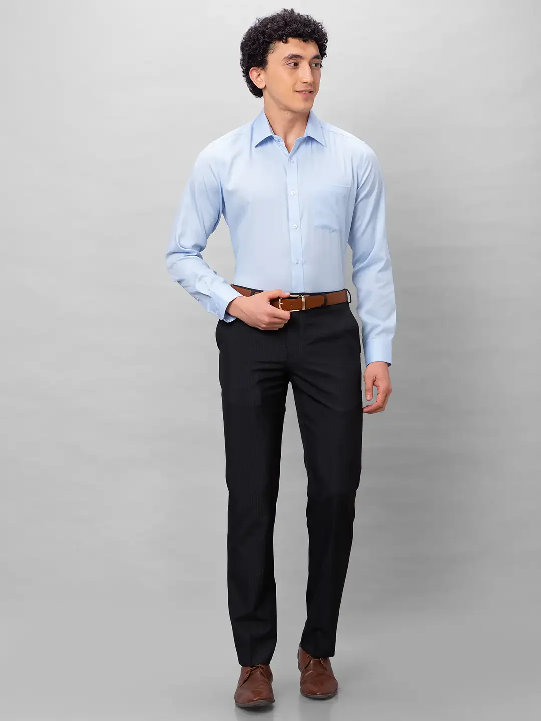 Park Avenue Men Black Checks Smart Fit Polyester Blend Trousers - Image 5