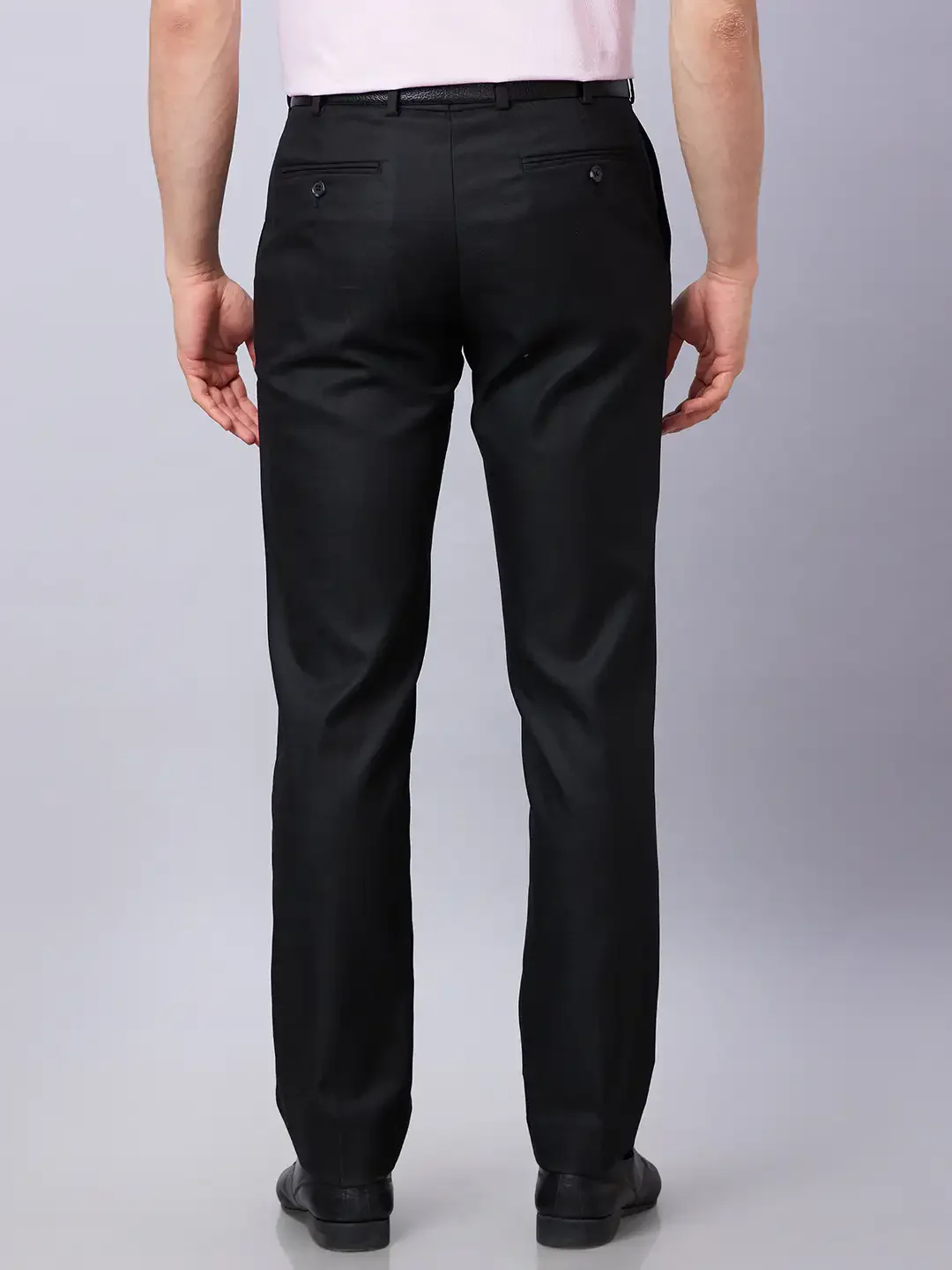 Park Avenue Men Black Checks Smart Fit Polyester Blend Trousers - Image 4