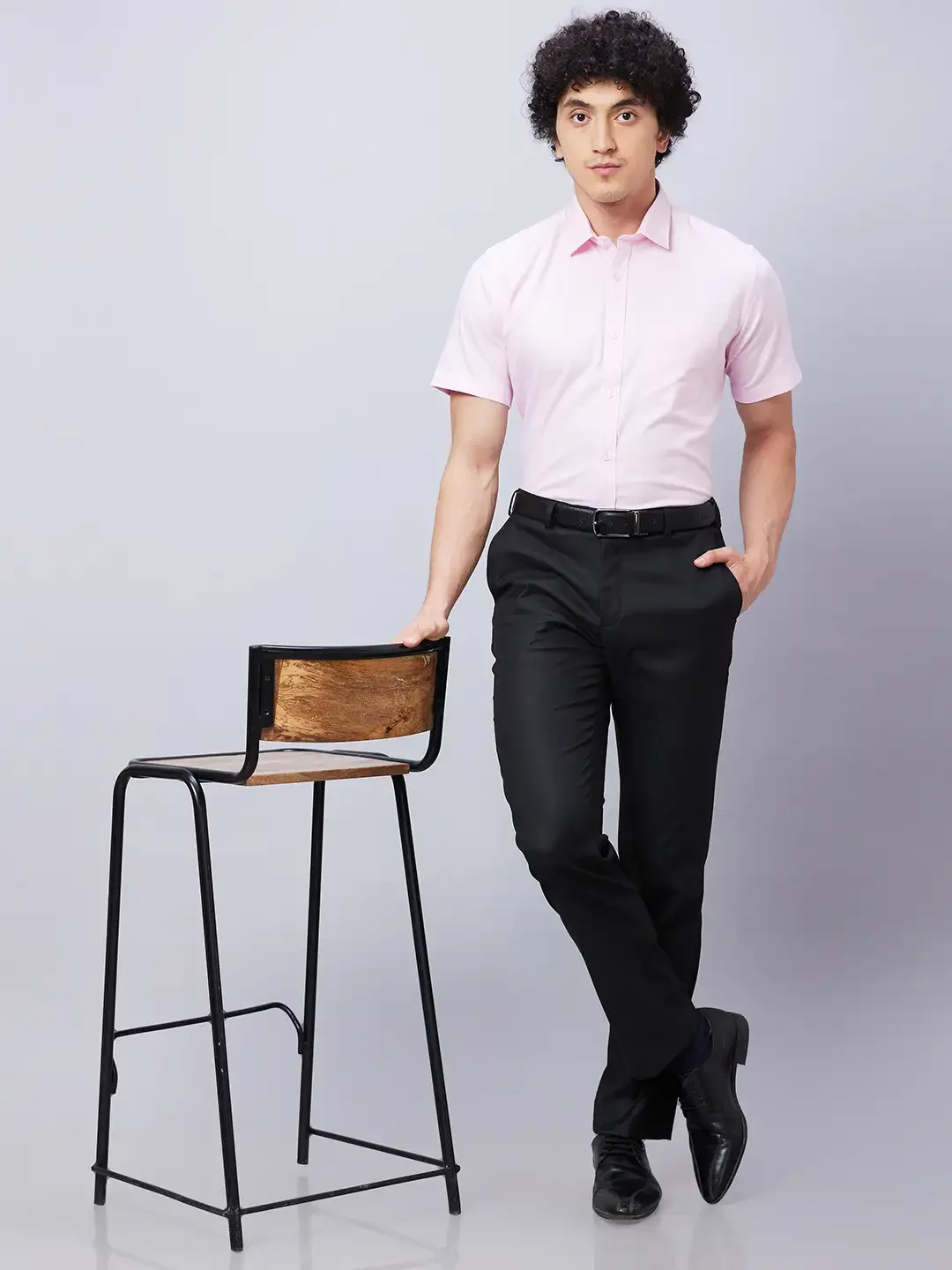 Park Avenue Men Black Checks Smart Fit Polyester Blend Trousers - Image 5