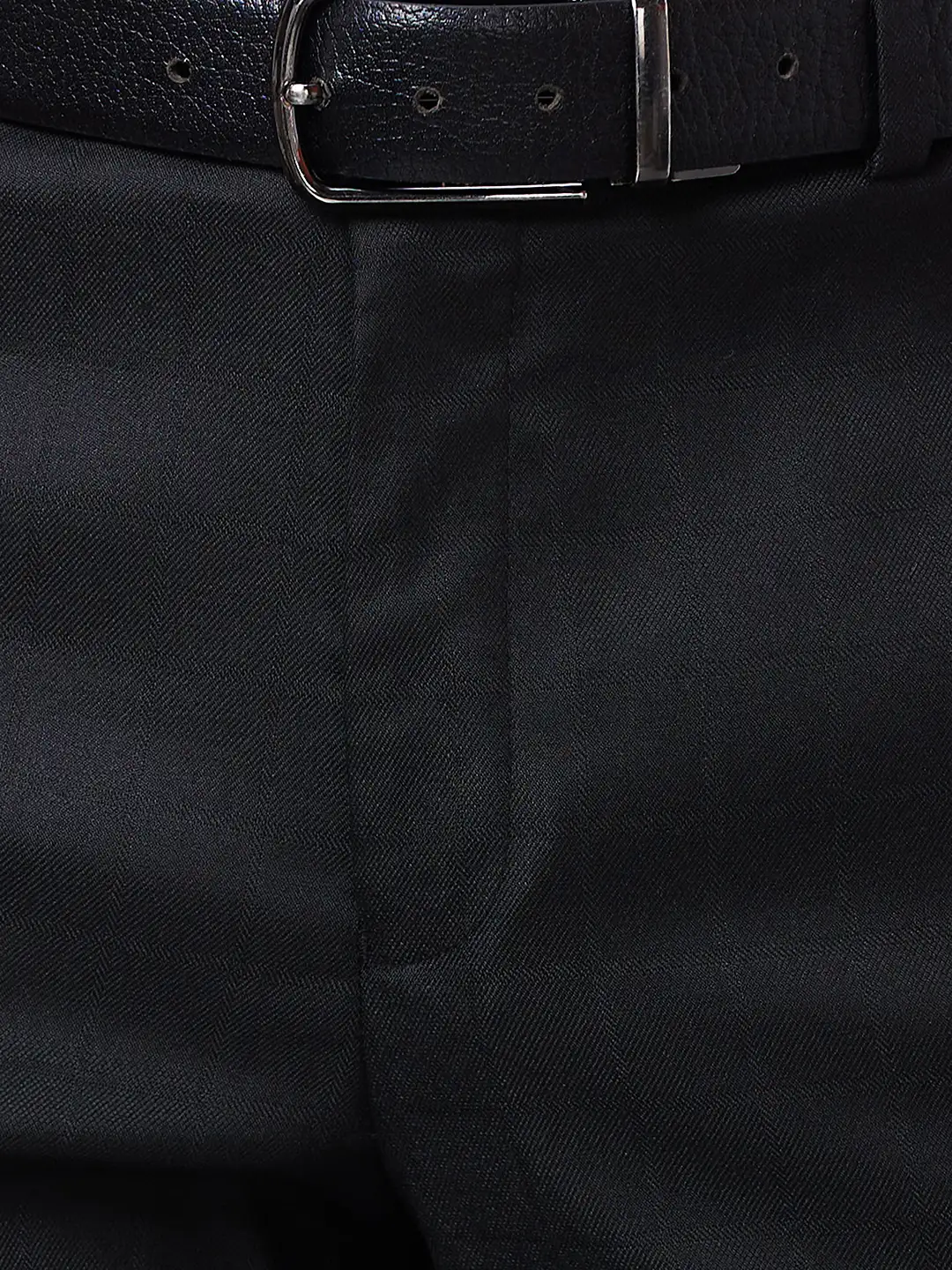 Park Avenue Men Black Checks Smart Fit Polyester Blend Trousers - Image 7