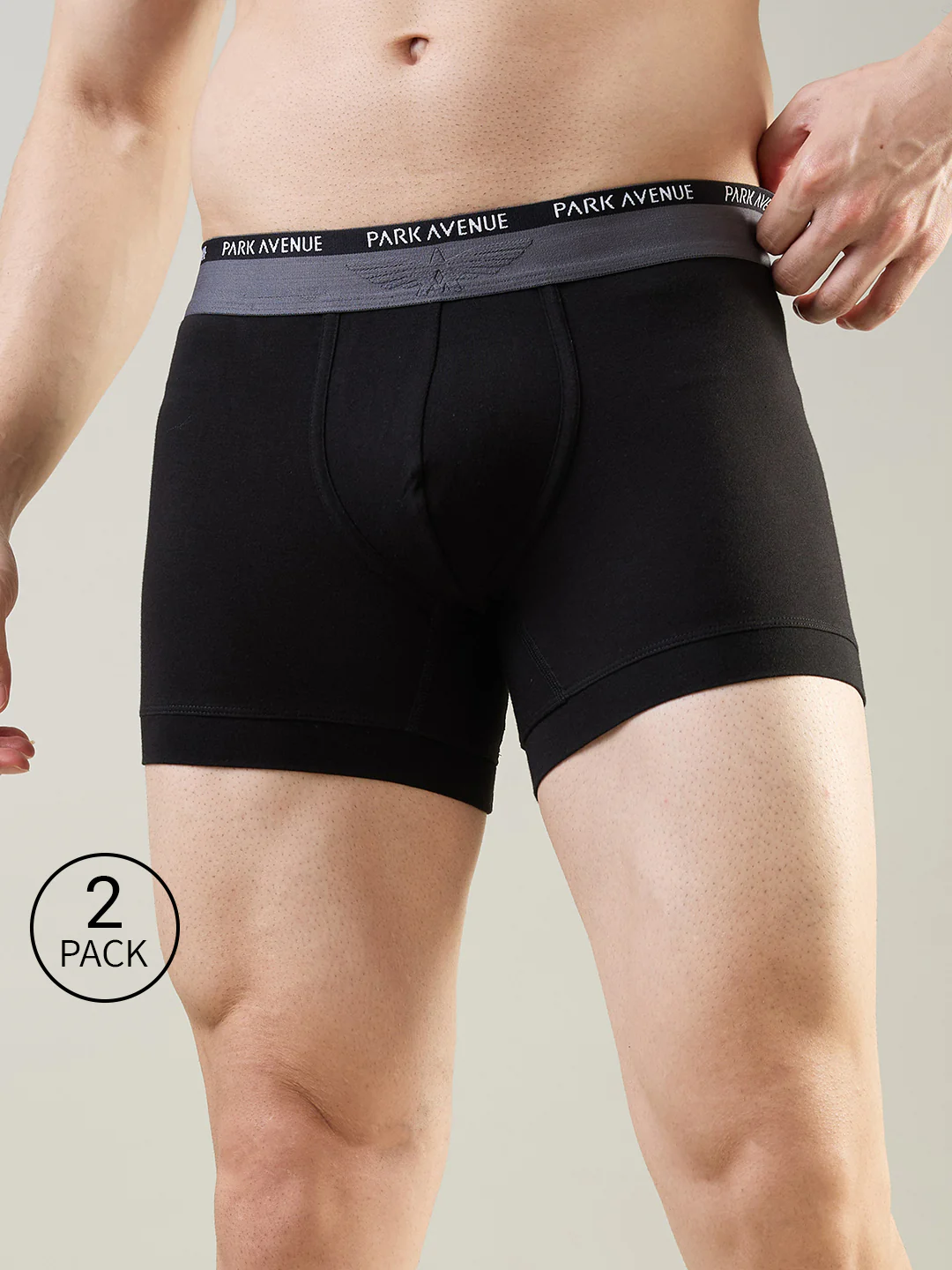 Park Avenue Men Black Cotton Blend Trunk Pack Of 2