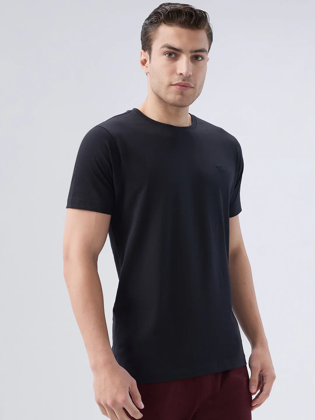 Park Avenue Men Black Cotton T-Shirt - Image 2