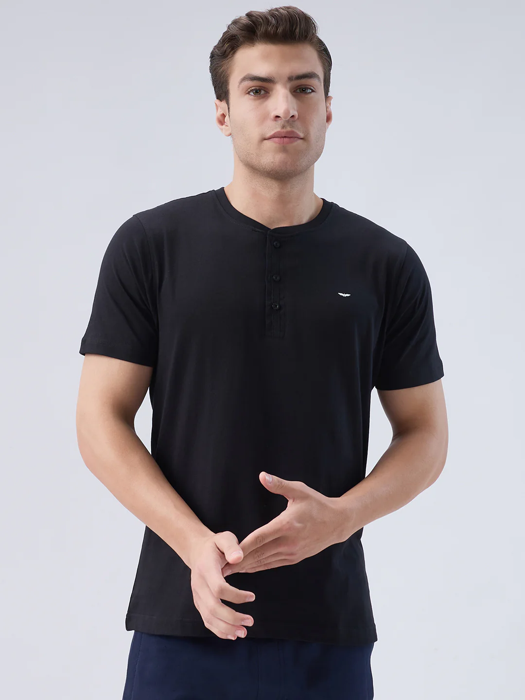 Park Avenue Men Black Cotton T-Shirt